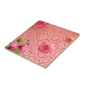 Rozen op het  Antiek roze Marokkaanse patroon Tegeltje (Zijkant)