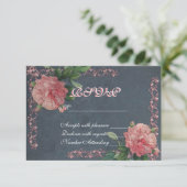  rozen op het bord met RSVP-kaart RSVP Kaartje (Staand voorkant)