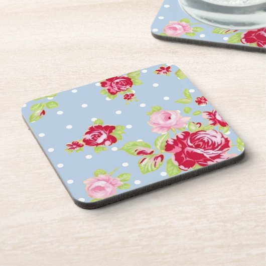 Rozen op het Onderzetter blauwe kurk (Linkerzijde)