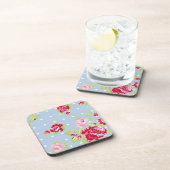 Rozen op het Onderzetter blauwe kurk (Rechterzijde)