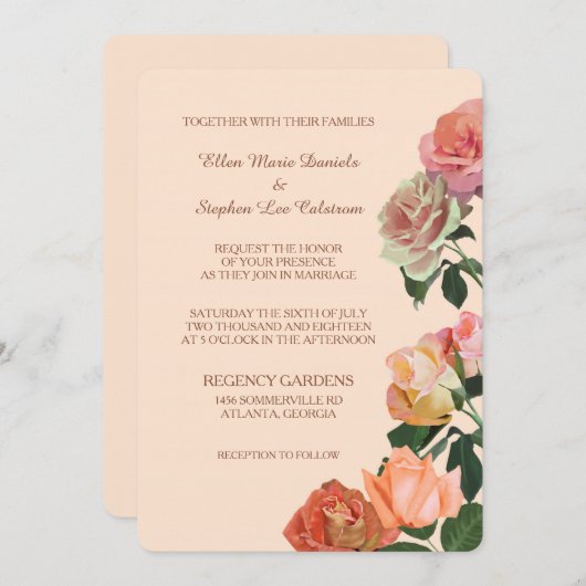 Rozen op het Perzikhuwelijk Kaart (Voorkant / Achterkant)