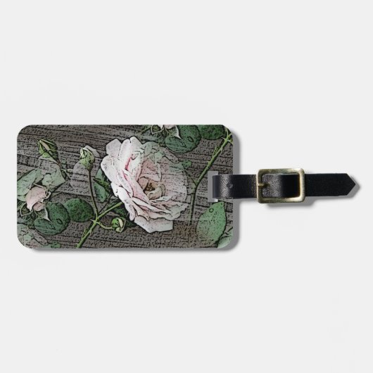 Rozen op hout bagagelabel (Voorkant horizontaal)