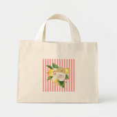 Rozen op koraalstrepen mini tote bag (Voorkant)