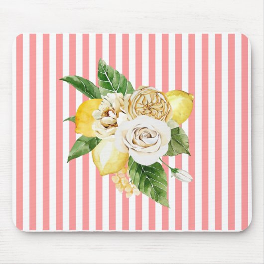 Rozen op koraalstrepen muismat (Voorkant)