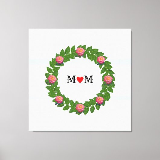Rozen op Laurel Wreath Canvas Afdruk (Voorkant)