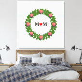 Rozen op Laurel Wreath Canvas Afdruk (Insitu (Slaapkamer))