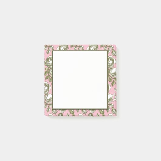  Rozen op lichtroze Floral Square Stickies Post-it® Notes (Voorkant)