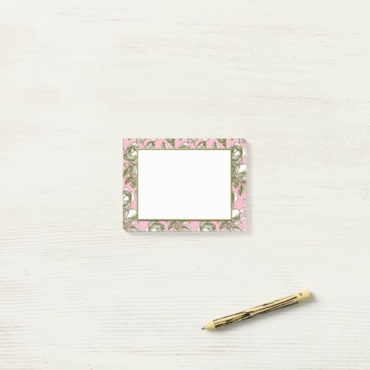  Rozen op lichtroze Floral Stickies Post-it® Notes (Op bureau)