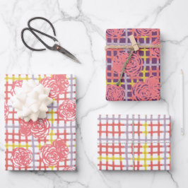 Rozen op patroonpatroon inpakpapier vel