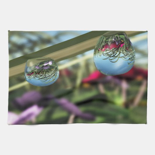 Rozen op Raindrops Kitchen Towel Theedoek (Horizontaal)
