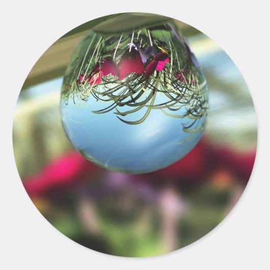 Rozen op regendruppels ronde sticker (Voorkant)