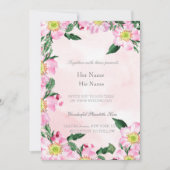 Rozen op roze achtergrond bruiloft kaart (Voorkant)