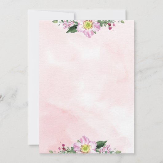 Rozen op roze achtergrond bruiloft kaart (Achterkant)