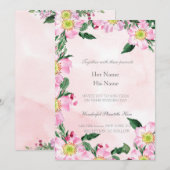 Rozen op roze achtergrond bruiloft kaart (Voorkant / Achterkant)