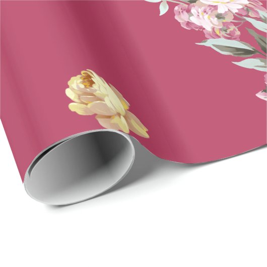  Rozen op roze Cadeaupapier (Rol Hoek)