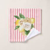 Rozen op roze strepen bad handdoek (Wasdoekje)