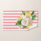 Rozen op roze strepen bad handdoek (Handdoek)
