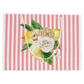 Rozen op roze strepen groot cadeauzakje (Achterkant)