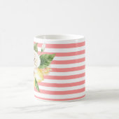 Rozen op roze strepen koffiemok (Center)