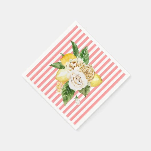 Rozen op roze strepen servet (Hoek)