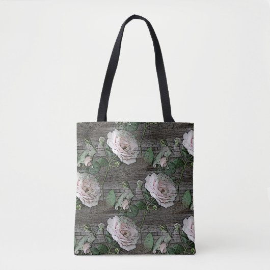 Rozen op verweerd hout tote bag (Voorkant)