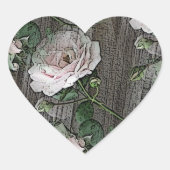 Rozen op weed hout hart sticker (Voorkant)