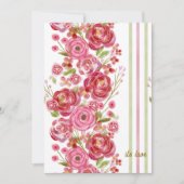 Rozen op wit &vintage bloemen en klassieke strepen feestdagenkaart (Voorkant)