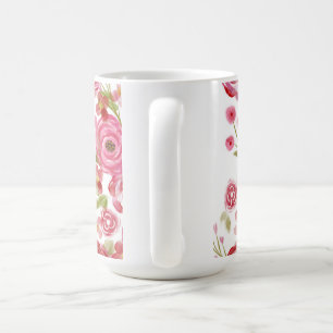 Rozen op witte en bloemen en klassieke streep koffiemok