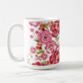 Rozen op witte en  bloemen en klassieke streep koffiemok (Links)