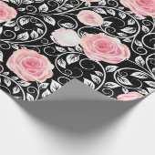 Rozen op zwart cadeaupapier (Hoek)