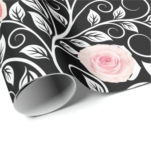 Rozen op zwart cadeaupapier (Rol Hoek)