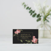  Rozen op zwart Visitekaartje (Staand voorkant)