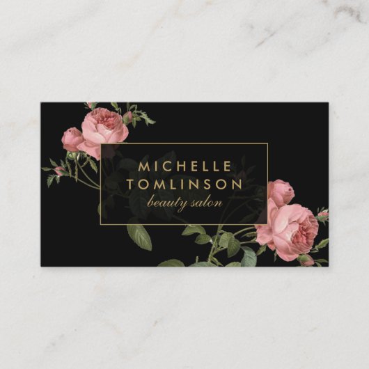 Rozen op zwart Visitekaartje (Voorkant)