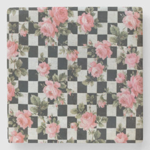  Rozen op zwart-wit Stenen Onderzetter