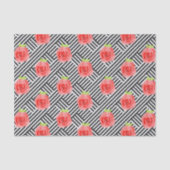 Rozen op zwarte en witte strepen tissuepapier (Voorkant)