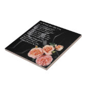 Rozen op zwarte zijde - Friend gedicht tegel Tegeltje (Zijkant)