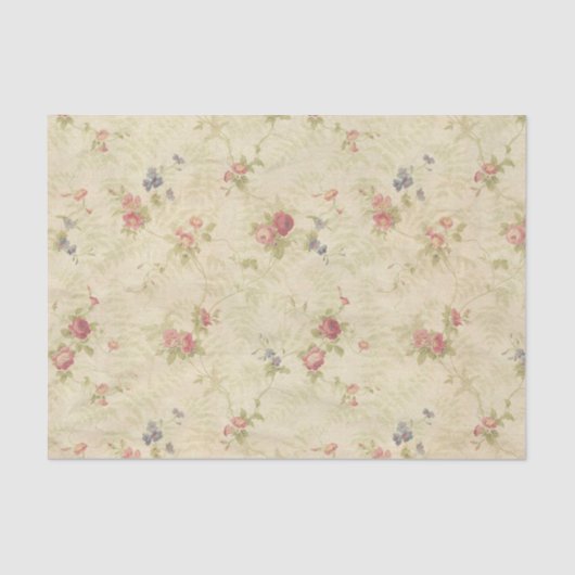  Rozen, oud patroon van noodlijdende stoffen Tissuepapier (Voorkant)