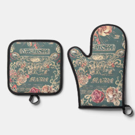  Rozen ovenwanten en potholder set