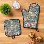 Rozen ovenwanten en potholder set (Top down)