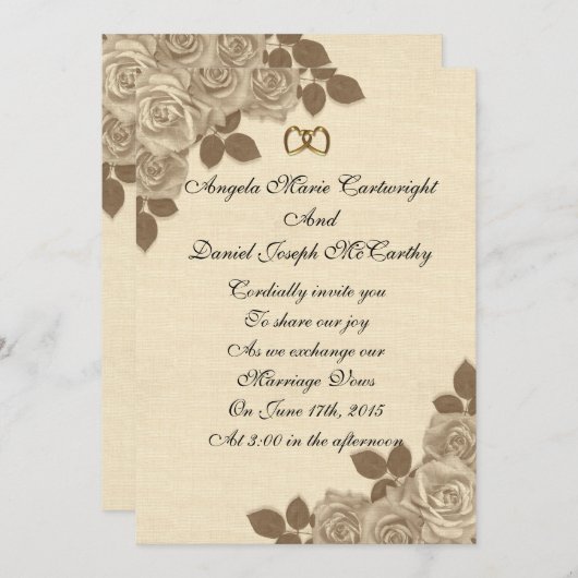 Rozen over het huwelijk kaart (Voorkant / Achterkant)