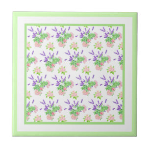 Rozen, Paarse lavender, Mock Oranje Blossom Tegeltje