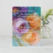 Rozen Paarse Roze Perzik Geel Bloemen Verjaardag Kaart (Staand voorkant)