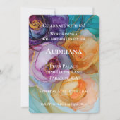 Rozen Paarse Roze Perzik Geel Bloemen Verjaardag Kaart (Voorkant)