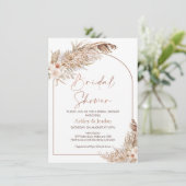 Rozen Pampas Gras Boog Terracotta Boho Bloemen Kaart (Staand voorkant)