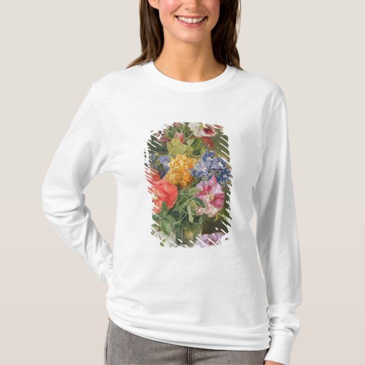 Rozen, papaver en pelargonia t-shirt (Voorkant)