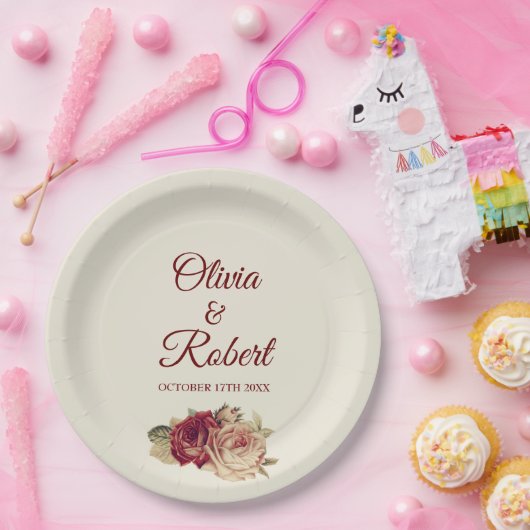  Rozen Papieren Bordje (Feest)