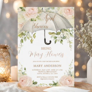 Rozen Paraplu April Douches Bring May Flowers Kaart