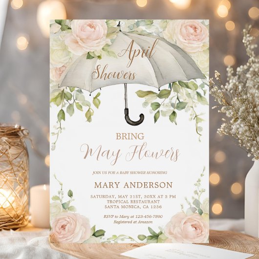 Rozen Paraplu April Douches Bring May Flowers Kaart