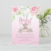 Rozen & parels Elegante bruids thee douche Kaart (Staand voorkant)