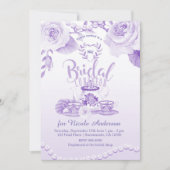 Rozen & Parels Elegante Paarse bruids Luncheon Tea Kaart (Voorkant)